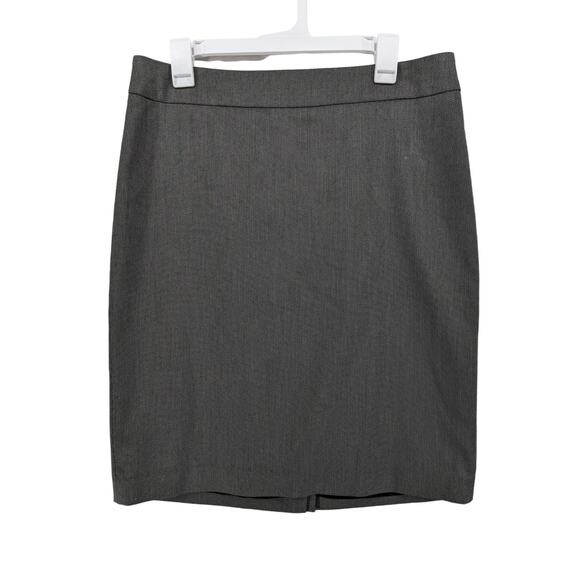 Jones New York Pencil Skirt L Gray White Stretch Hidden Zipper Slit‎ Work Formal - Picture 1 of 10
